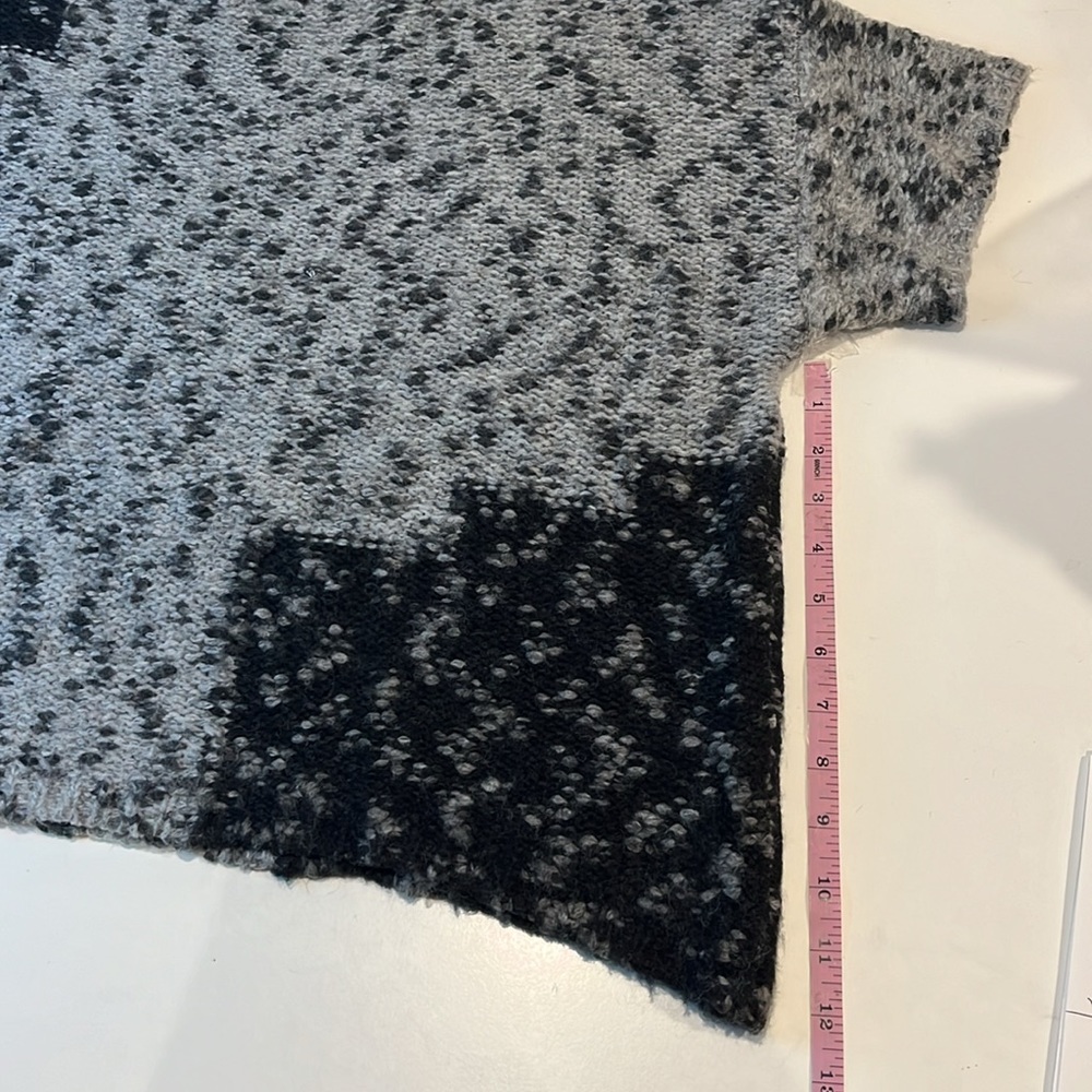 Leo&Sage -women’s mock neck wool blend sweater short sleeves black/grey size P/S - Picture 11 of 11